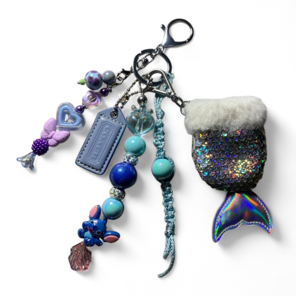 Coach Hangtag and Beaded Stitch Keychain Purse Charm